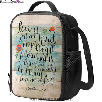 Love Is Patient, Kind, Never Fails, Corinthians 13 4 8 Lunchbag, Christian Lunchbag
