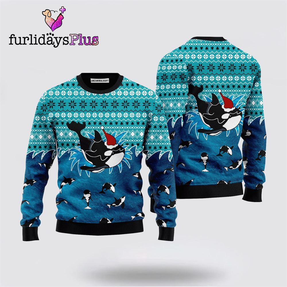 Love Oracle Whale santa hat Sweater ,Christmas Ugly Sweater For Men, Women