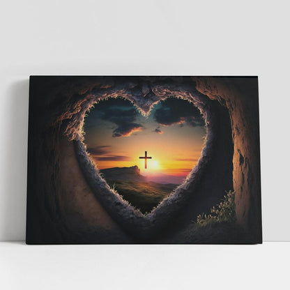 Love Pray Cross Sunset Canvas Pictures, Faith Art, Christian Gifts Canvas Wall Art Decor