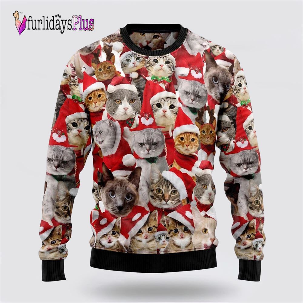 Lovely Cats Ugly Christmas Sweater, Cat Lover Christmas Sweater