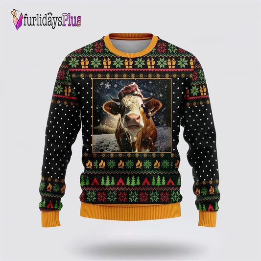 Lovely Hereford Cow Ugly Christmas Sweaters For Men Women, Christmas Gift, Christmas Winter Fashion, Farmers Sweater