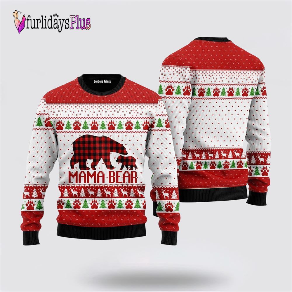 Mama Bear Ugly Christmas Sweater, Sweater Gifts For Pet Lover