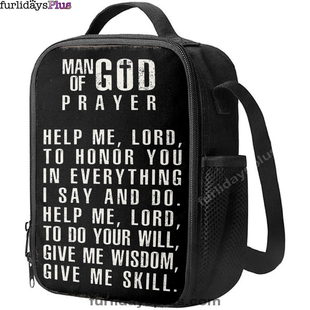 Man Of God Prayer Lunchbag, Lunch Bag For Men, Christian Gifts For Men Husband Him