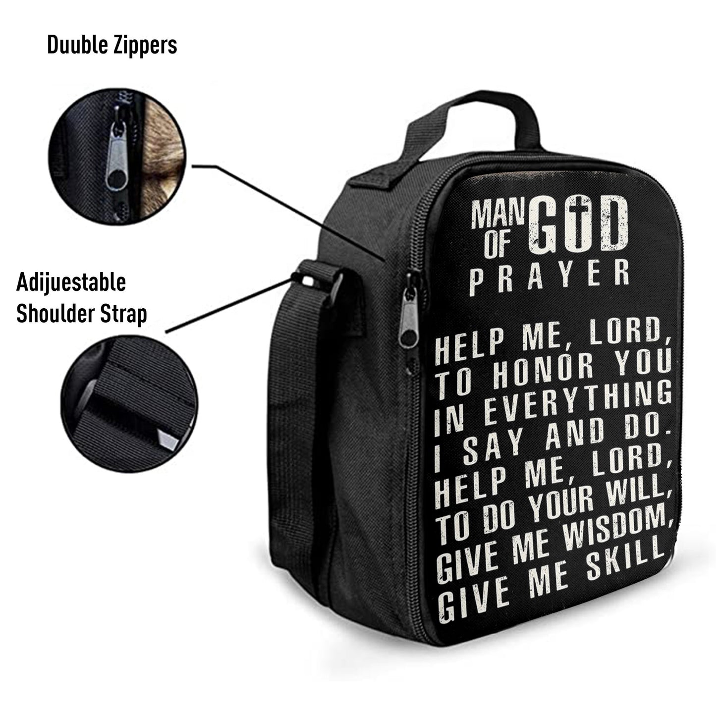Man Of God Prayer Lunchbag, Lunch Bag For Men, Christian Gifts For Men Husband Him