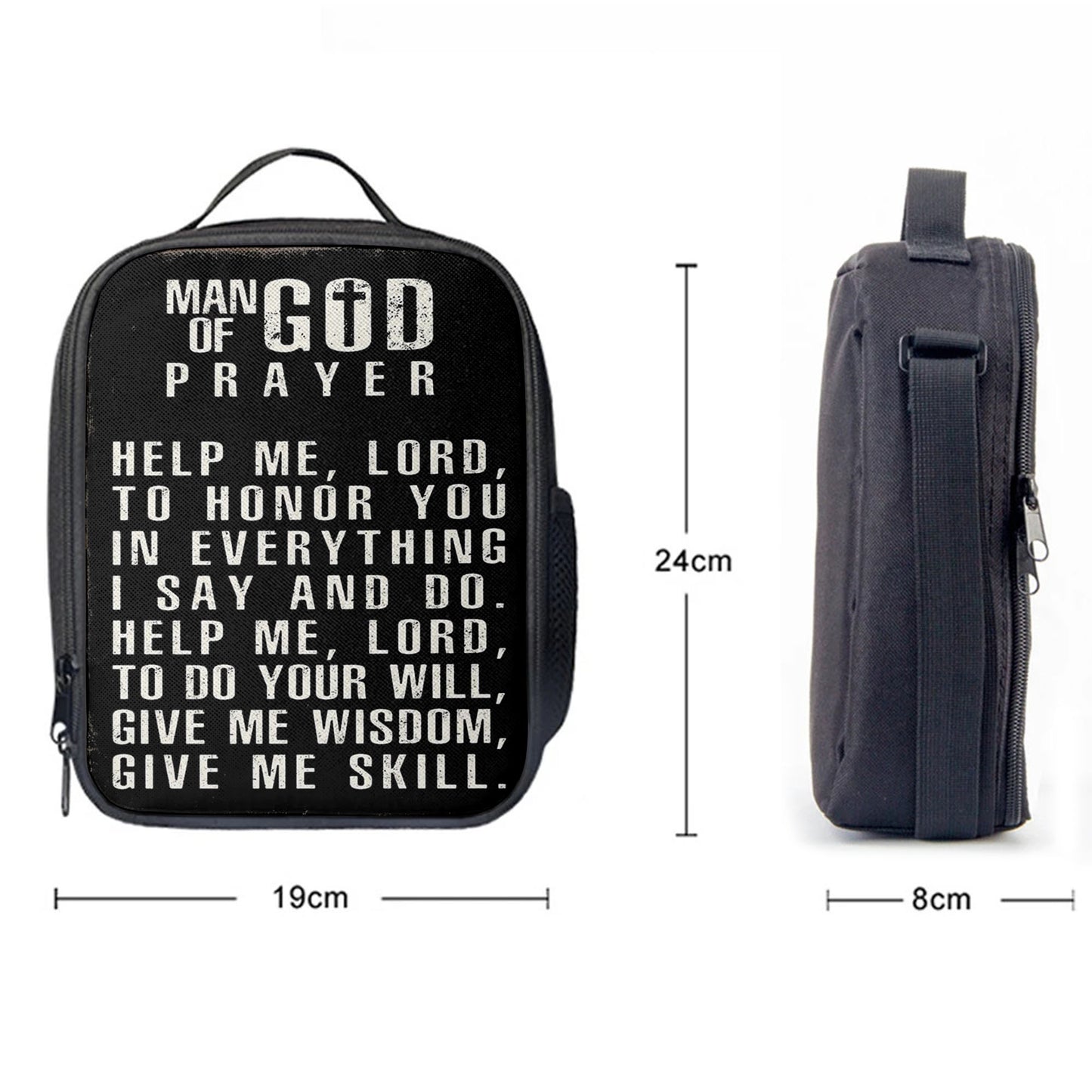 Man Of God Prayer Lunchbag, Lunch Bag For Men, Christian Gifts For Men Husband Him