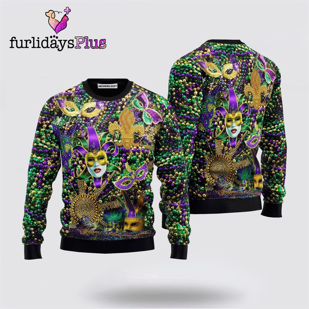 Mardi Gras Color Festival Sweater ,Christmas Ugly Sweater For Men, Women