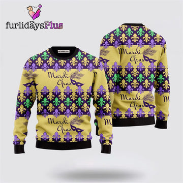 Mardi Gras Fleur De Lis Sweater ,Christmas Ugly Sweater For Men, Women