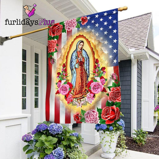 Mary, Mother of Jesus. Our Lady of Guadalupe American Flag