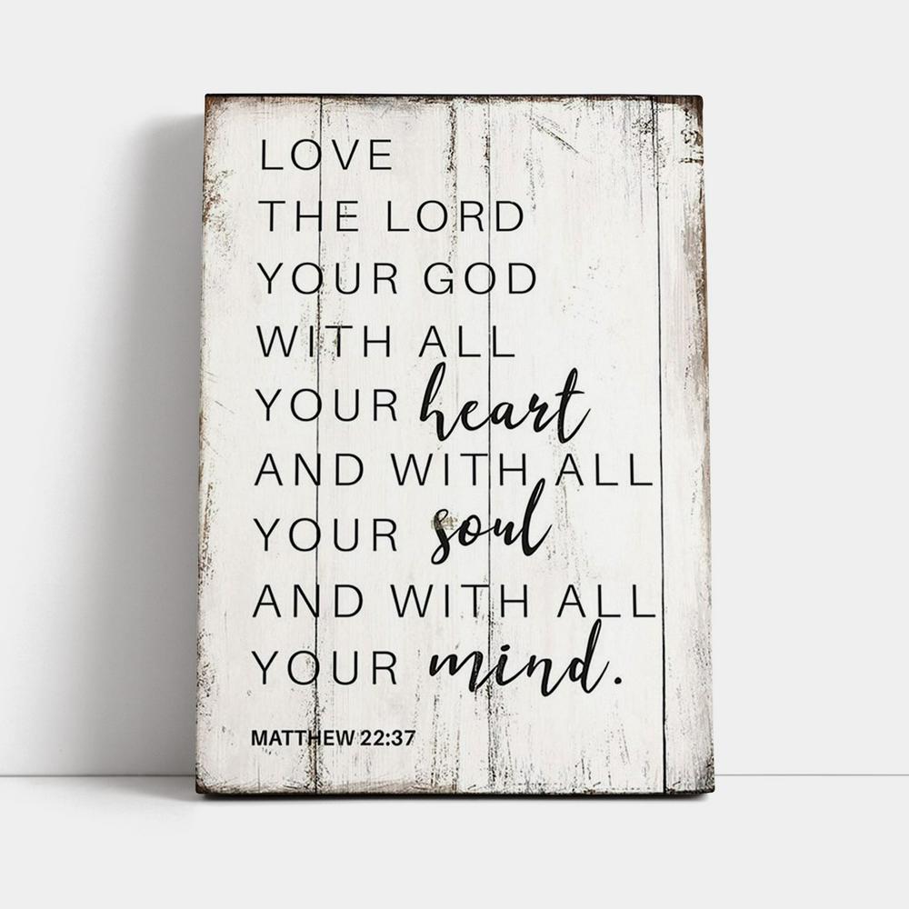 Matthew 22 37 Love The Lord Your God With All Your Heart Canvas Wall Art - Christian Canvas Wall Art Decor