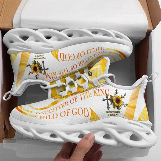 Max Soul Shoes, Jesus Daughter Of The King Running Sneakers Yellow Max Soul Shoes, Jesus Christ Shoes