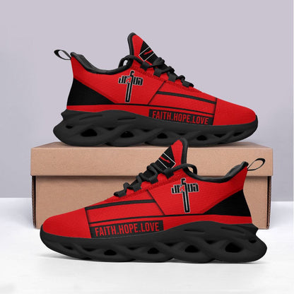 Max Soul Shoes, Jesus Faith Hope Love Running Sneakers Red Max Soul Shoes, Jesus Christ Shoes
