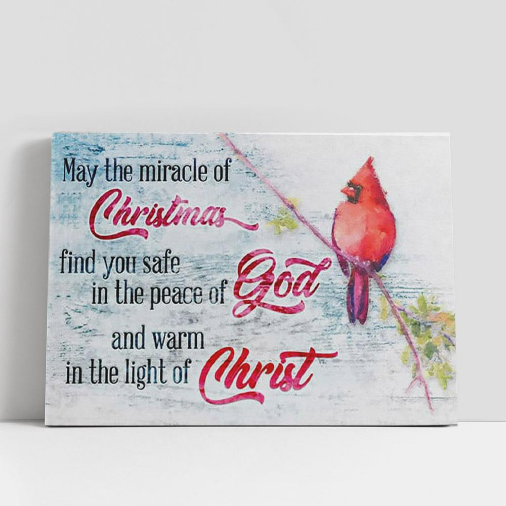 May The Miracle Of Christmas Cardinal Canvas Wall Art, Christian Gifts Wall Decor