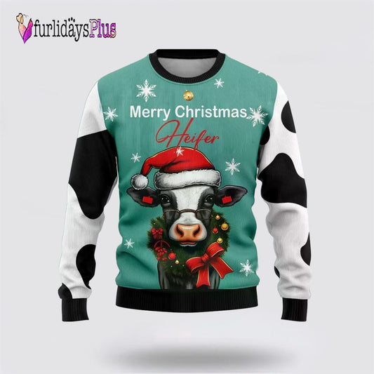 Merry Christmas Heifer Ugly Christmas Sweaters For Men Women, Christmas Gift, Christmas Winter Fashion, Farmers Sweater