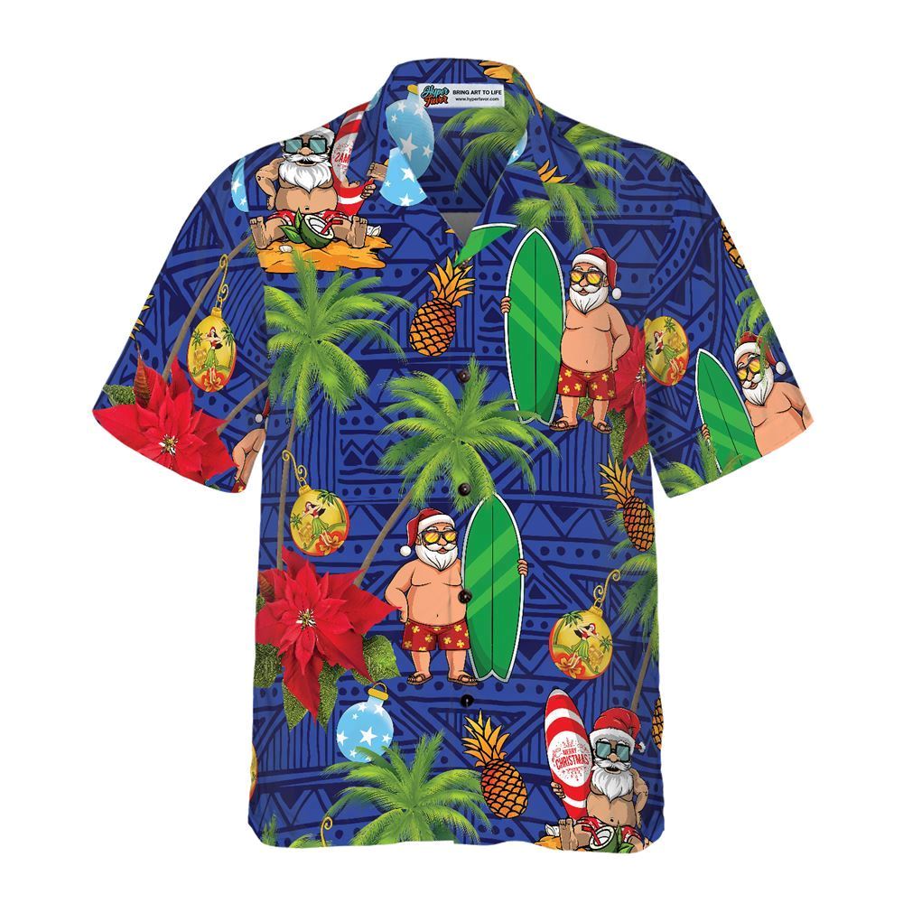 Merry Christmas Santa Claus Funny Christmas Hawaiian Shirt, Xmas Hawaiian Shirts