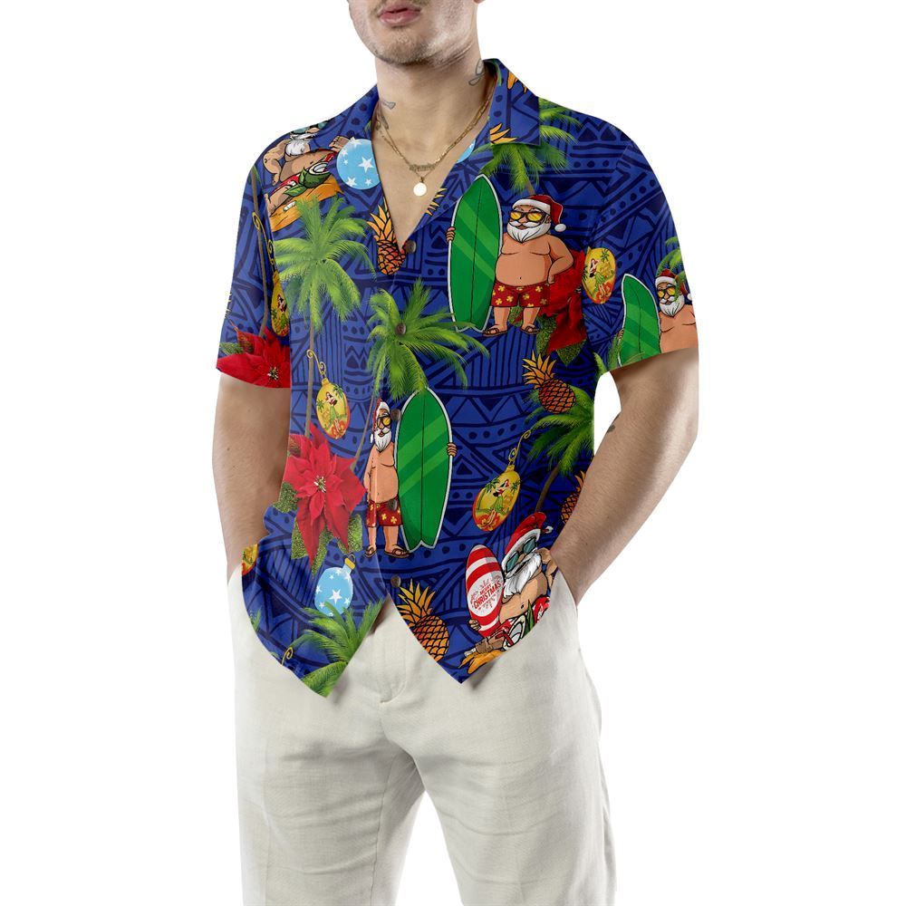 Merry Christmas Santa Claus Funny Christmas Hawaiian Shirt, Xmas Hawaiian Shirts