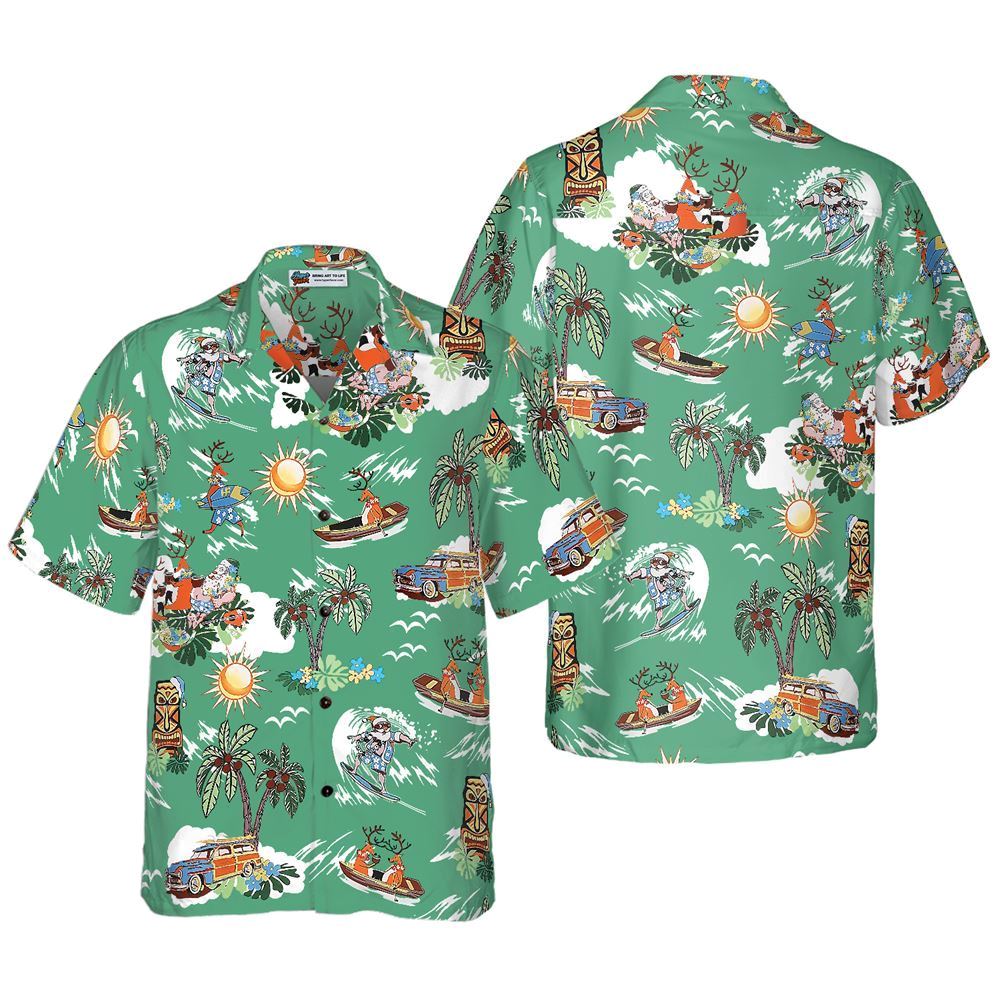 Merry Christmas Santa Claus Funny Hawaiian Shirt, Xmas Hawaiian Shirts