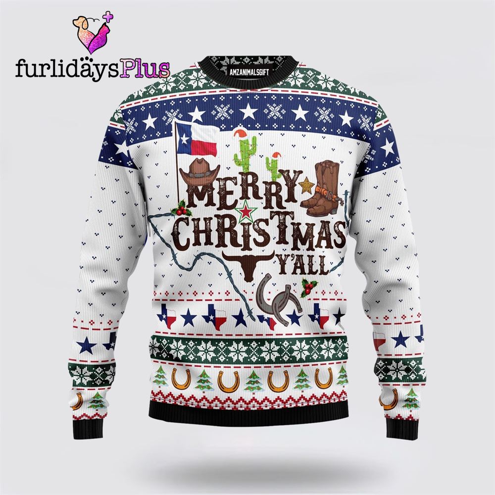 Merry Christmas Y'all Texas Ugly Christmas Sweater ,Christmas Ugly Sweater For Men, Women