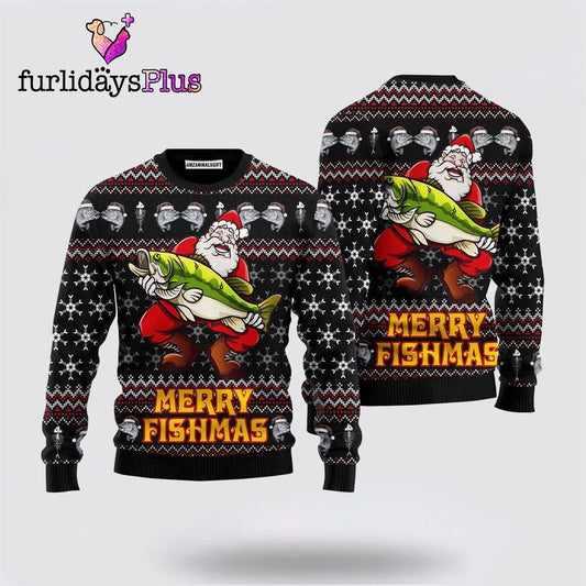 Merry Fishmas Santa Loves Fishing Sweater ,Christmas Ugly Sweater For Men, Women