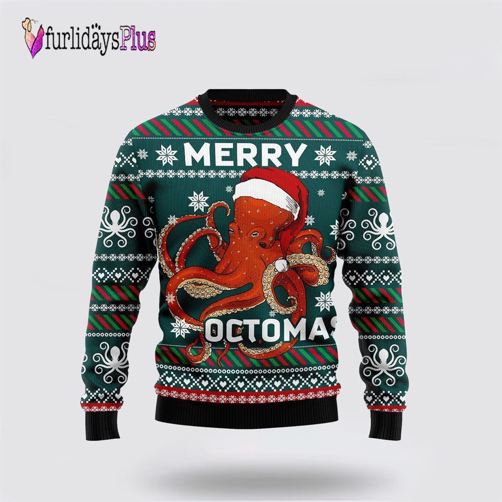 Merry Octomas Ugly Christmas Sweater, Sweater Gifts For Pet Lover