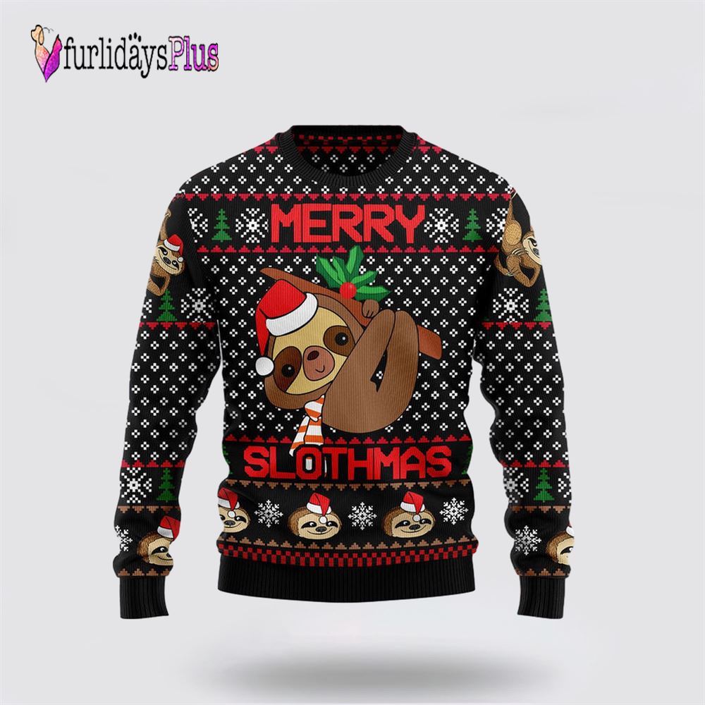Merry Slothmas Ugly Christmas Sweater, Sweater Gifts For Pet Lover