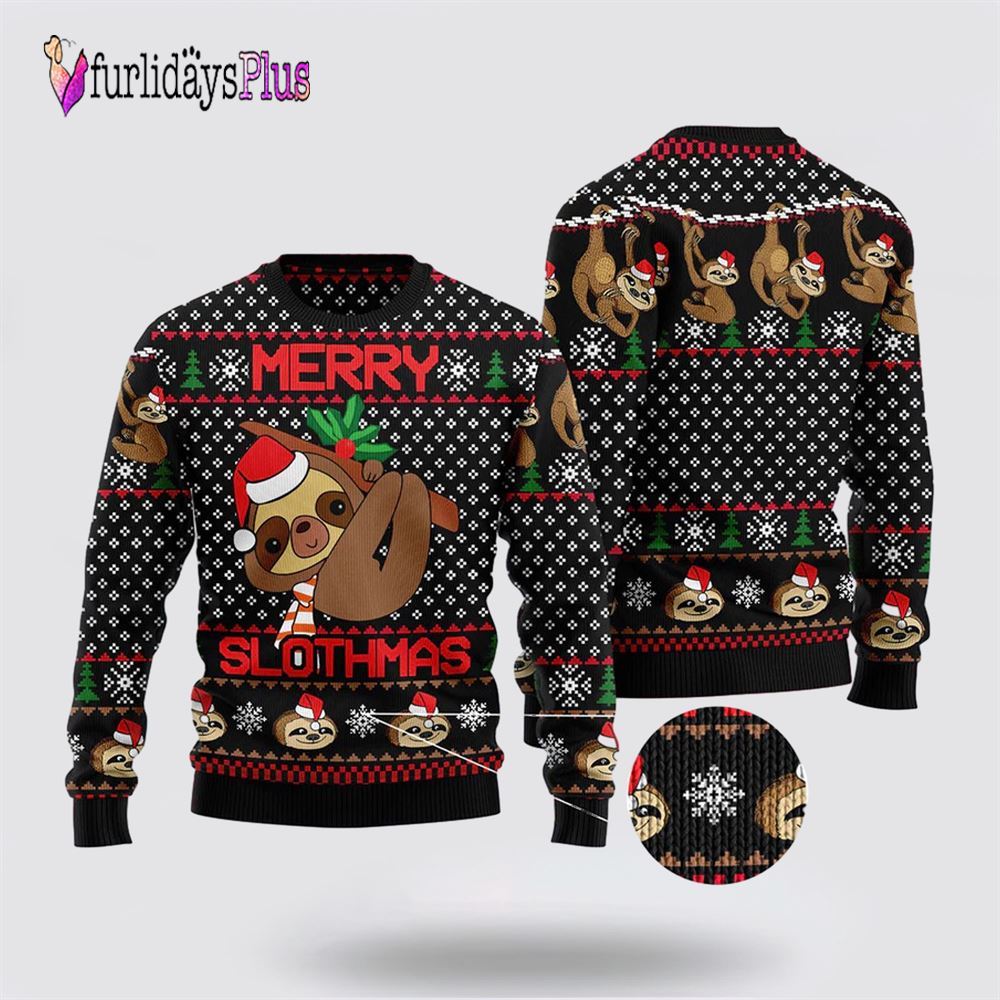 Merry Slothmas Ugly Christmas Sweater, Sweater Gifts For Pet Lover