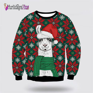 Merry Xmas Llama Ornament Awesome Ugly Christmas Sweater, Sweater Gifts For Pet Lover