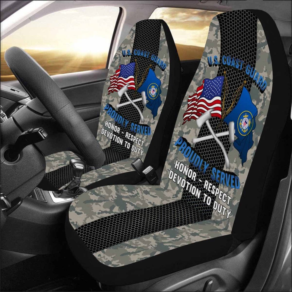 Military Car Seat Covers, US Coast Guard Damage Controlman DC Logo Proudly Served Car Seat Covers