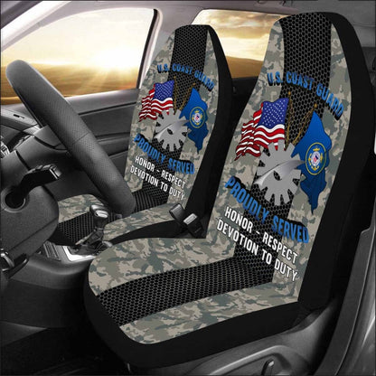 Military Car Seat Covers, US Coast Guard Data Processing Technician DP Logo Proudly Served Car Seat Covers