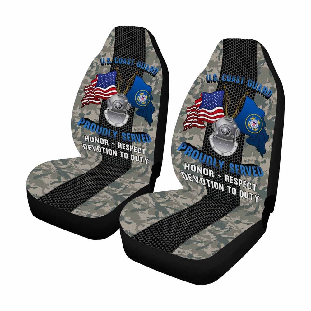 Military Car Seat Covers, US Coast Guard Diver ND Logo Proudly Served Car Seat Covers