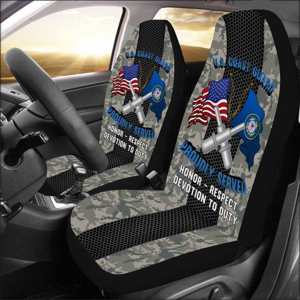 Military Car Seat Covers, US Coast Guard Gunner's Mate GM Logo Proudly Served Car Seat Covers