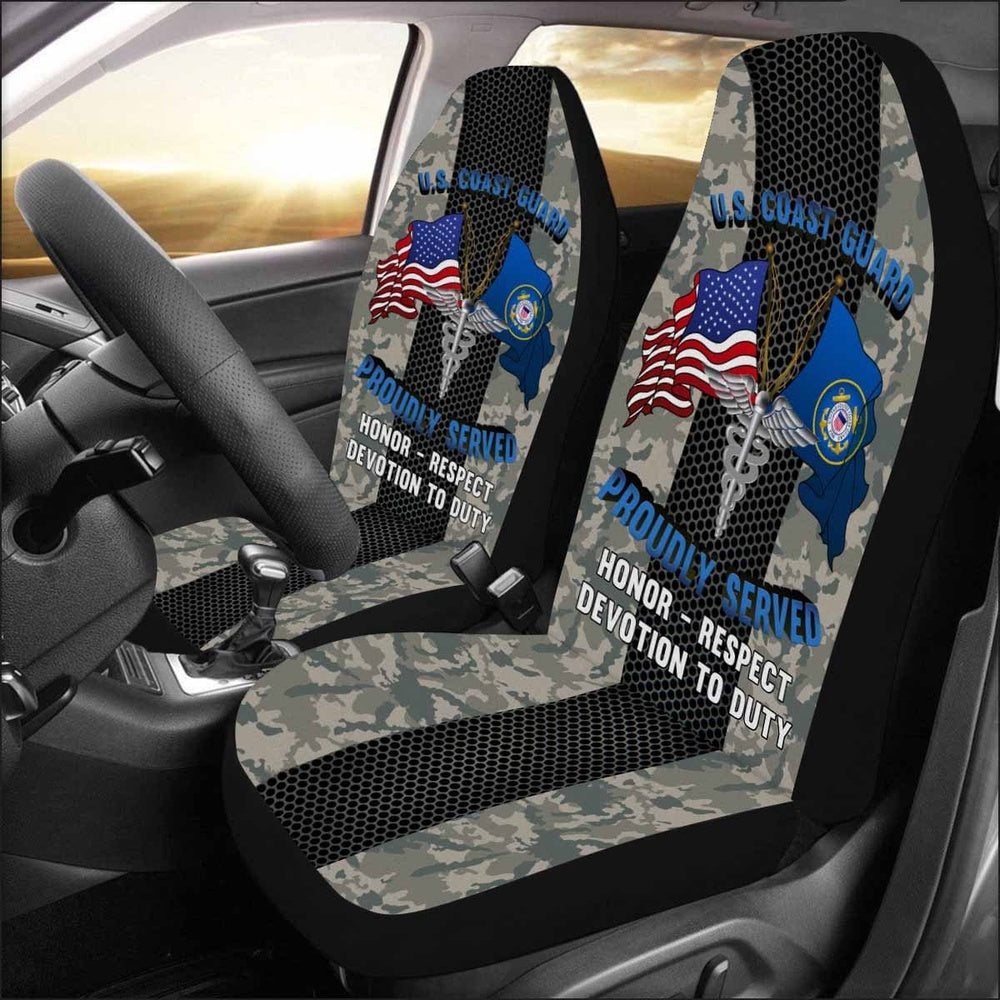 Military Car Seat Covers, US Coast Guard Health Services Technician HS Logo Proudly Served Car Seat Covers