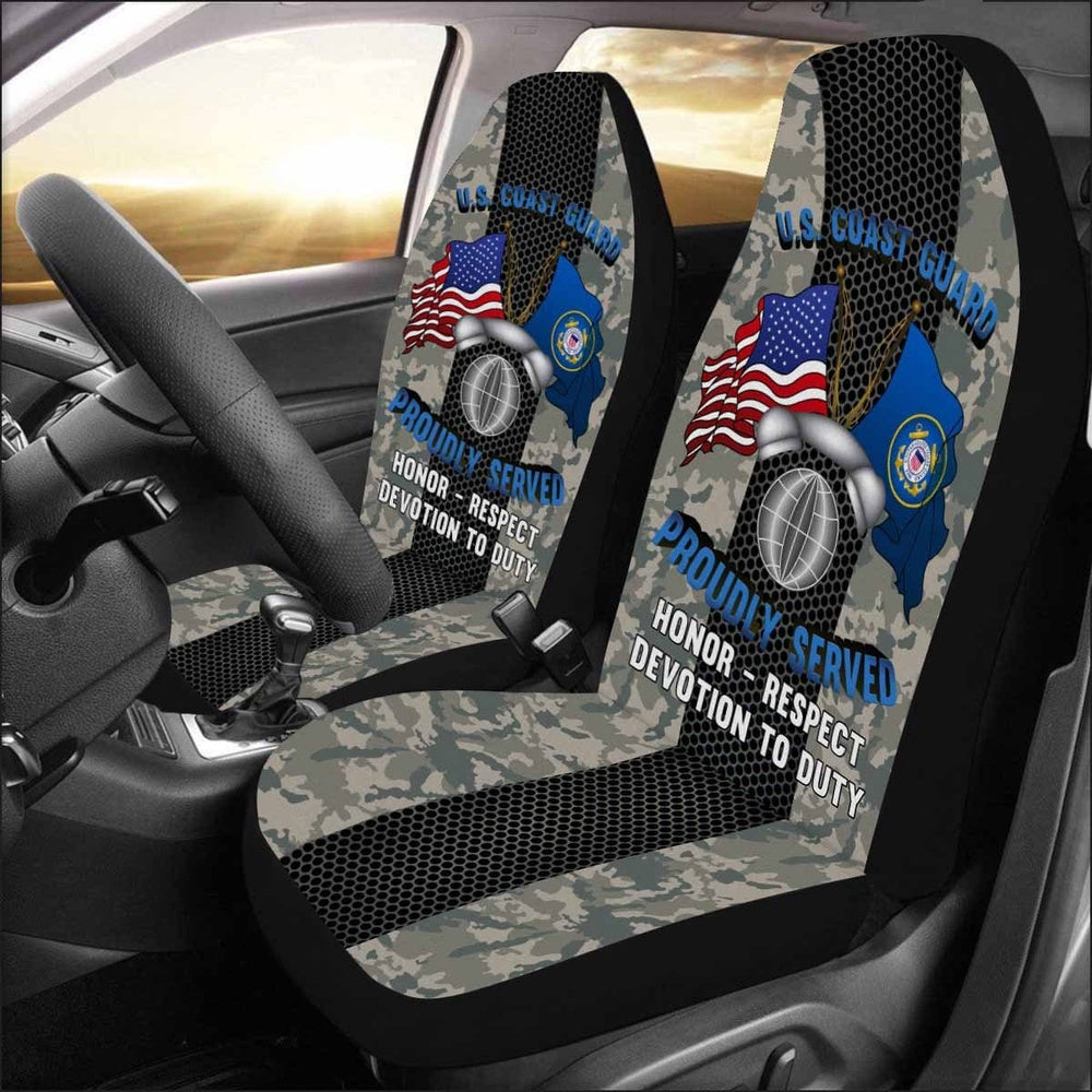 Military Car Seat Covers, US Coast Guard Information Systems Technician IT Logo Proudly Served Car Seat Covers
