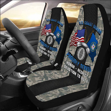Military Car Seat Covers, US Coast Guard Information Systems Technician IT Logo Proudly Served Car Seat Covers