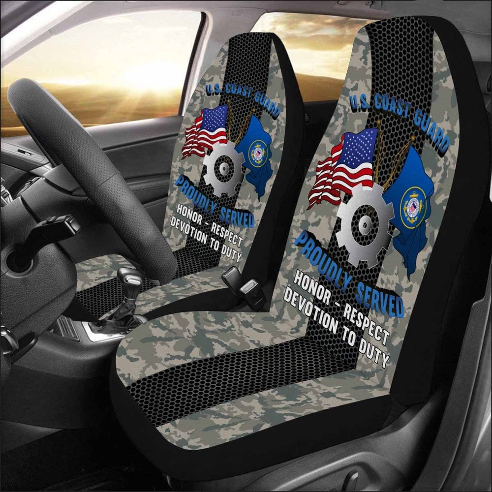 Military Car Seat Covers, US Coast Guard Machinery Technician MK Logo Proudly Served Car Seat Covers
