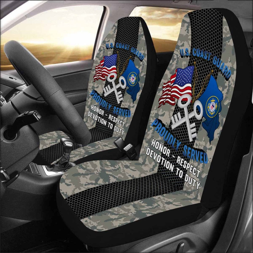 Military Car Seat Covers, US Coast Guard Storekeeper SK Logo Proudly Served Car Seat Covers