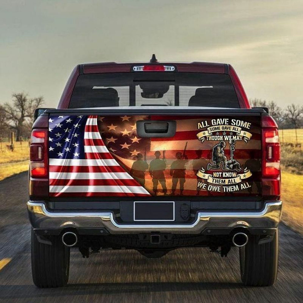 Military Car Wrap, All Gave Some Some Gave All Soldier Veteran American Tailgate Wrap Decal Remembrance Day Gift