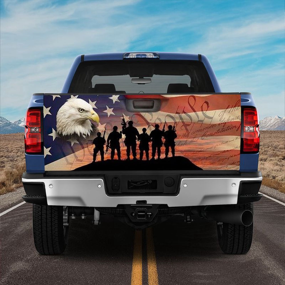 Military Car Wrap, American Eagle Veteran Truck Tailgate Decal Flying Usa Flag We The People