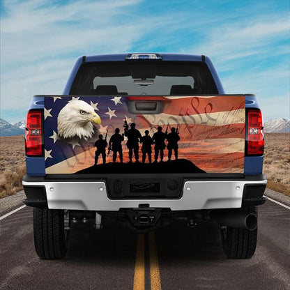 Military Car Wrap, American Eagle Veteran Truck Tailgate Decal Flying Usa Flag We The People