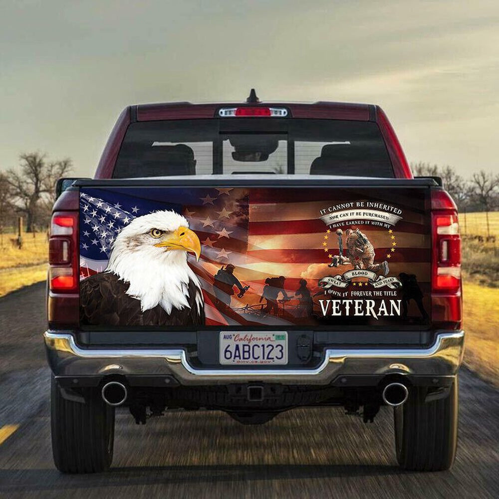 Military Car Wrap, American Eagle Veteran Truck Tailgate Decal Wrap Veteran's Day Decor Freedom Day Gift Idea