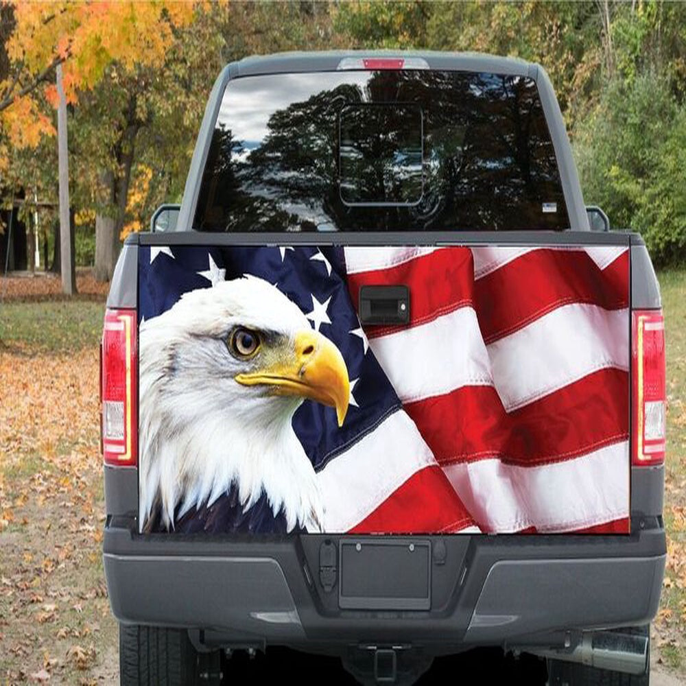 Military Car Wrap, American Flag Eagle Tailgate Wrap Happy Independence Day 4th Of July Gift For Patriot