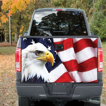 Military Car Wrap, American Flag Eagle Tailgate Wrap Happy Independence Day 4th Of July Gift For Patriot