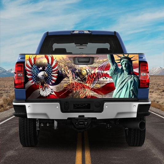 Military Car Wrap, American Patriot Eagl3 We The People Flag Tailgate Wrap Family Gift