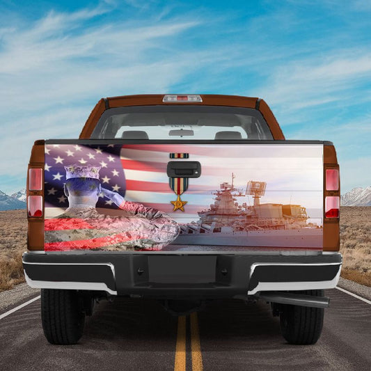 Military Car Wrap, American Soldier Patriot American Flag Tailgate Wrap Tailgate Decals For Trucks American Honor