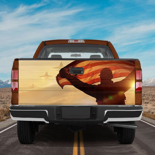 Military Car Wrap, American Soldier Veteran Tailgate Vinyl Graphic Wrap American Flag Tailgate Wrap American Patriot