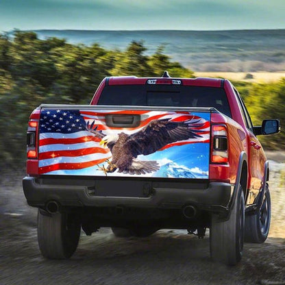 Military Car Wrap, American Truck Tailgate Decal Sticker Wrap Light Sky Independence Day Gift