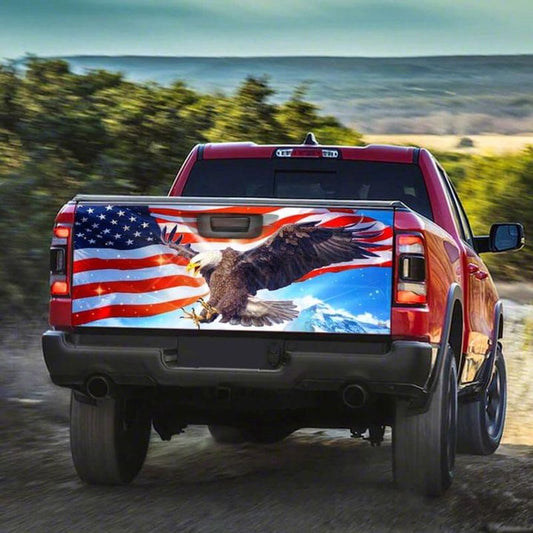 Military Car Wrap, American Truck Tailgate Decal Sticker Wrap Light Sky Independence Day Gift