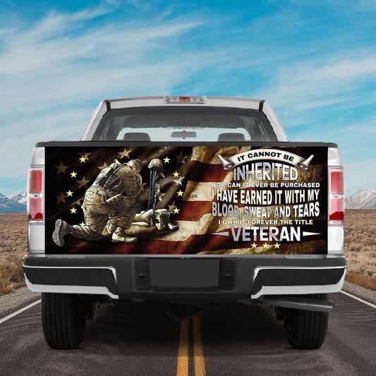 Military Car Wrap, American Veteran Truck Tailgate Wrap Decal It Cannot Be Inherited Vinyl Decal Veteran American Flag
