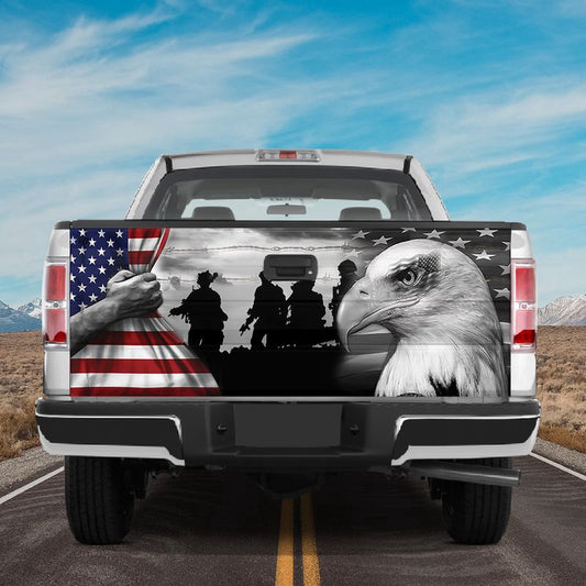 Military Car Wrap, American Veterans Tailgate Wrap Eagle Usa Tailgate Decal American Army Car Cover Car Accessories