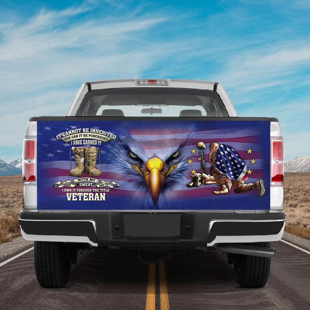 Military Car Wrap, Bald Eagle American Veteran It Cannot Be Inherited Tailgate Wrap Vinyl Graphic Decal Sticker