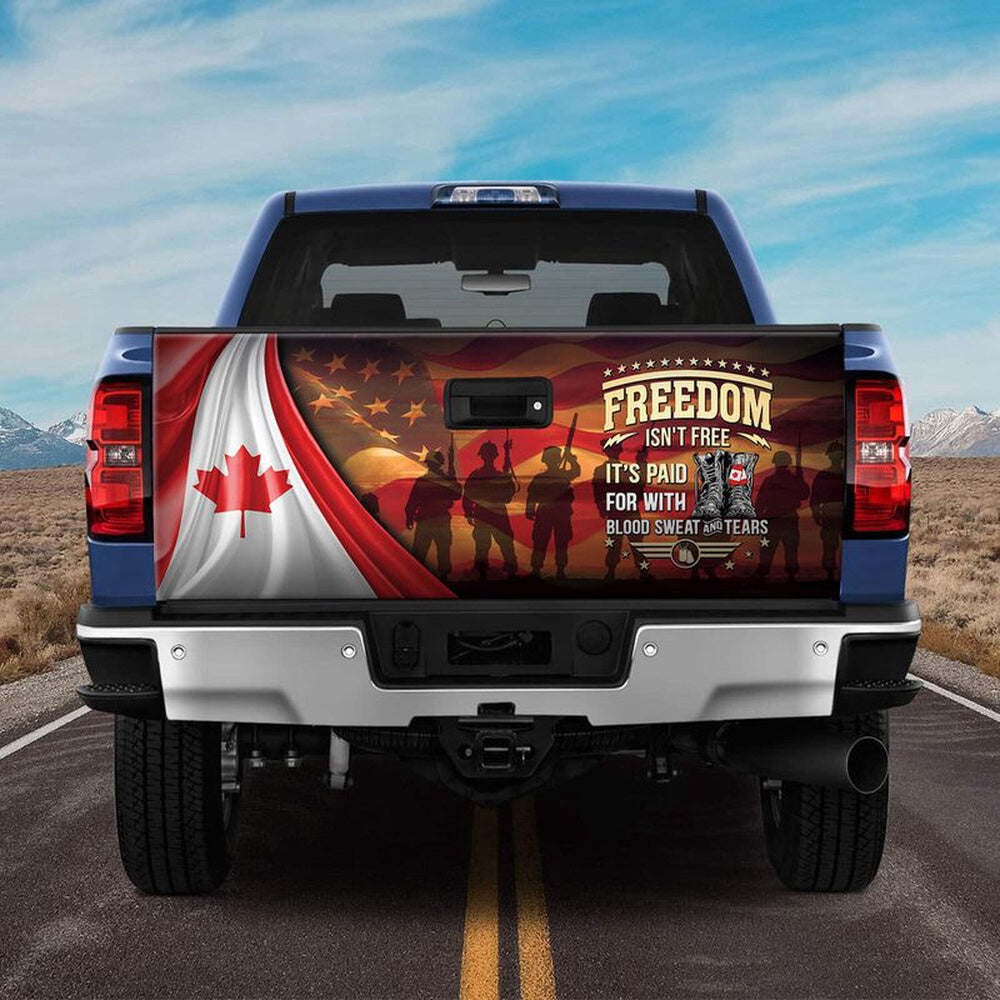 Military Car Wrap, Canada Veteran Freedom Isn't Free Tailgate Wrap Decal Memorial Day Remembrance Day Decor